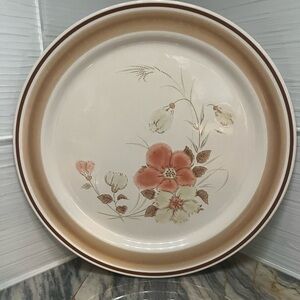 Hearthside Hand Painted Stoneware Water Colors Floral Round Platter Plate Japan